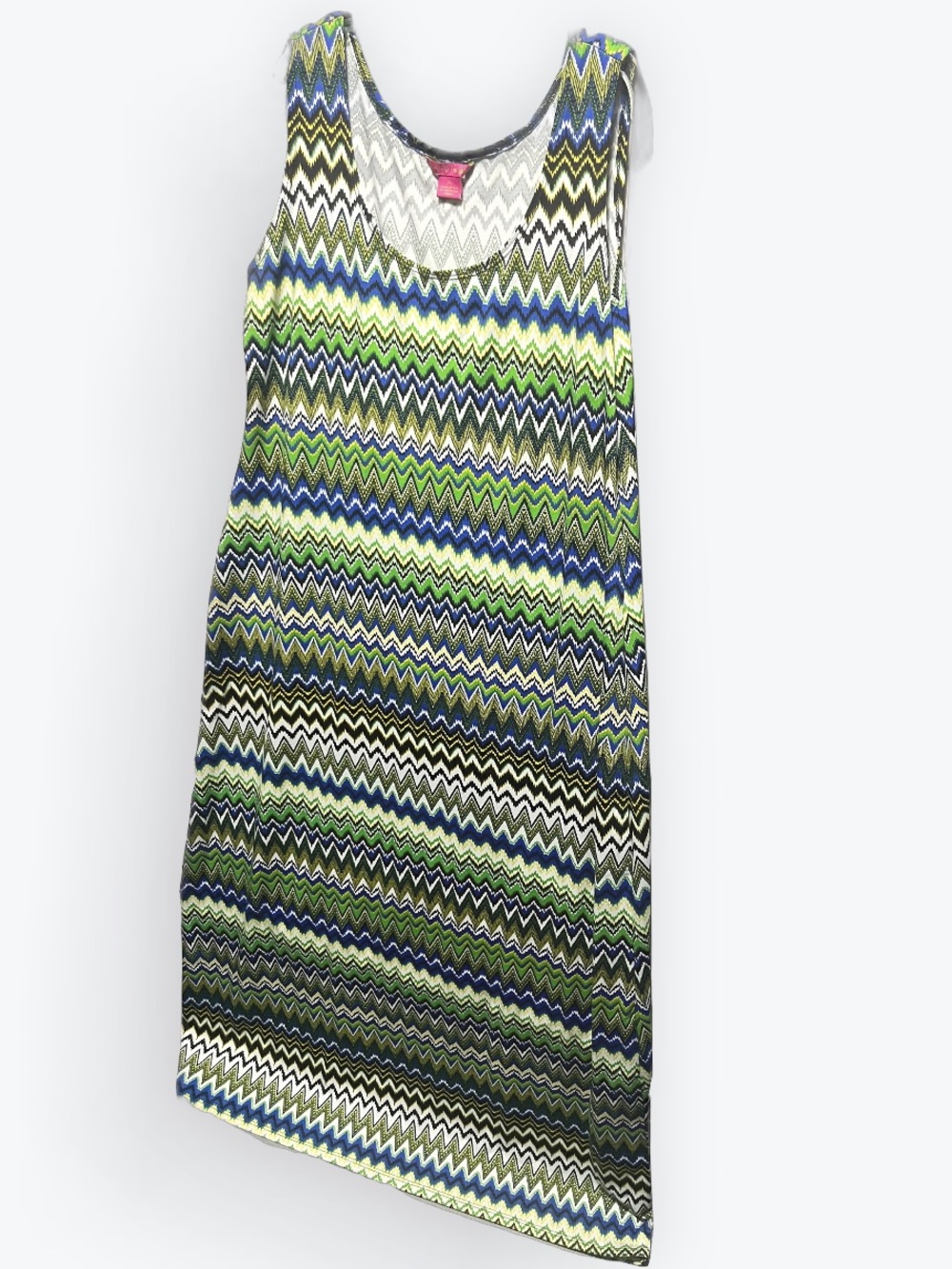 Sunny Leigh Maxi Dress Size XL Summer Slinky Chevron Bright Bold